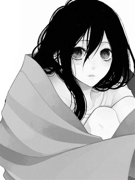 Wrapped In Sadness Art Anime Fille Manga Noir Et Blanc Dessin Manga