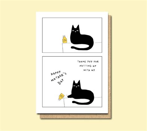 Mothers Day Card Cat Funny Mothers Day Card Cute Etsy Uk