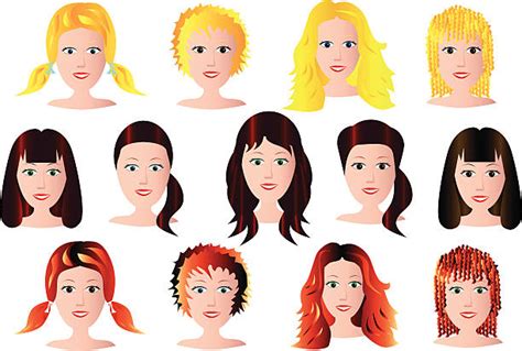 Short Haired Brunette Silhouettes Illustrations Royalty Free Vector