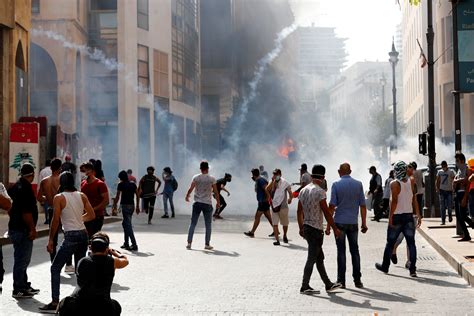 Beirut Explosion Tear Gas Rubber Bullets Fired As Thousands Protest