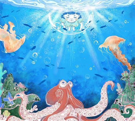 海洋绘本封面插图 插画 其他插画 宁八妖 原创作品 站酷 zcool