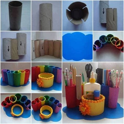 How To Make Diy Toilet Paper Roll Desk Organizer How To Instructions