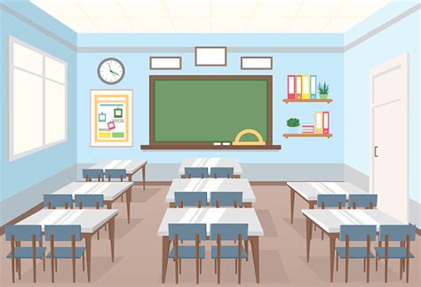 See classroom cartoon stock video clips. Vector Illustration Of Classroom In School Empty Interior ...