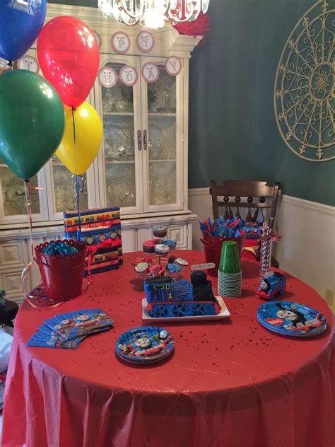 One thomas the train ride the rails twin bedding set. Greyson's Thomas the Train 2nd Birthday Party - Project ...