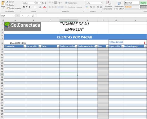 Plantilla Excel Cuentas Por Cobrar Y Pagar Actualizada