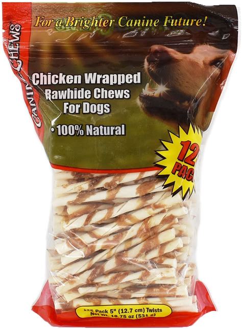 Canine Chews Chicken Wrapped Rawhide Chews Dog Treats 125 Count