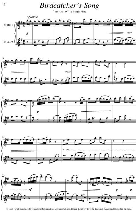 Mozart Five Flute Duets Broadbent And Dunn Ltd Sheet Music Web Store