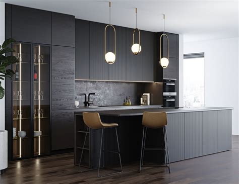 You'll find pictures of empty kitchens as well as kitchens with delicious food in it. Black modern kitchen 3D | CGTrader