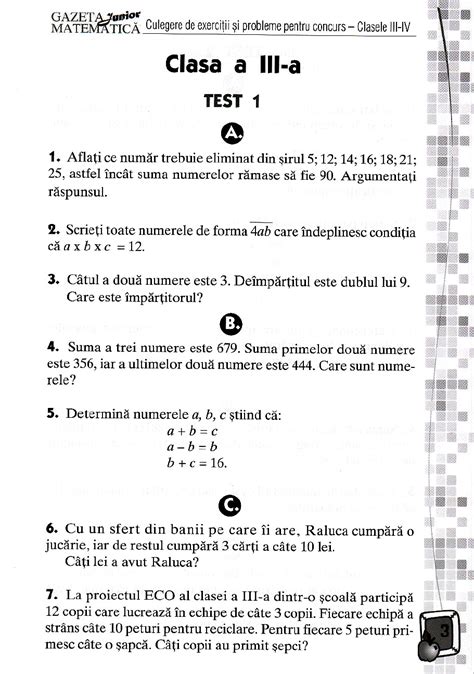 Teste Gazeta Matematica Clasa 1 Pdf