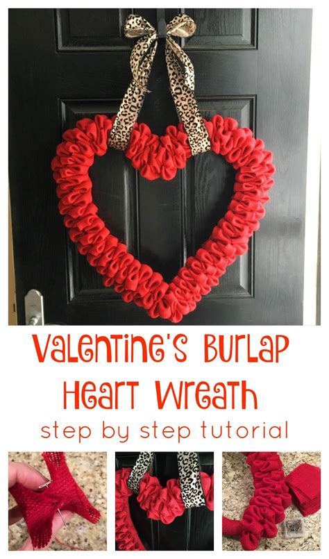 Pinterest Project Valentines Burlap Heart Wreath Diy From The