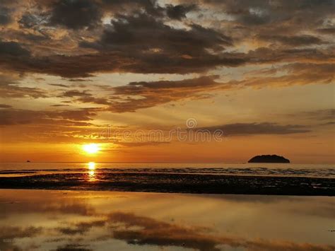 Beautiful Sunset View With Vivid Colours On The Sky At Tanjung Aru