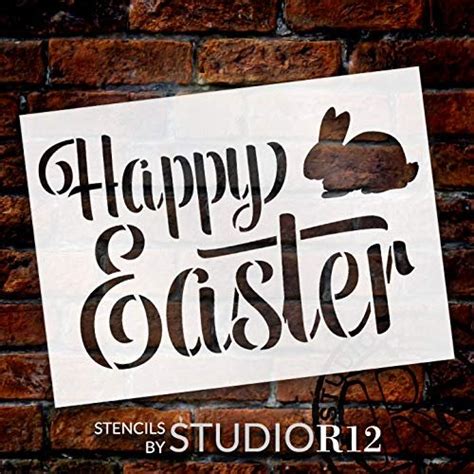 Happy Easter Stencil With Bunny By Studior12 Diy Christian Spring Ho