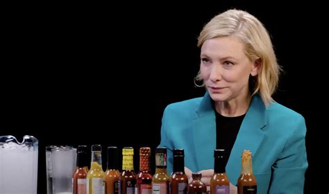 OMG WATCH Cate Blanchett Pretends No One S Watching While Eating Spicy Wings On HOT ONES OMG