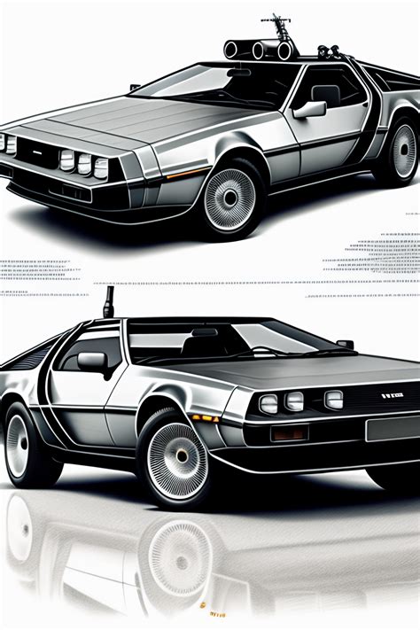 Lexica Delorean Time Machine Very Detailed Drawing Blueprints