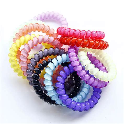 5 Pcs Durable Elastic Hair Ties Colorful Extendable Coiled Telephone