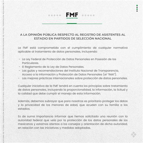 La Fmf Aseguró Proteger Los Datos Personales De Los Asistentes En Los Partidos De La Selección