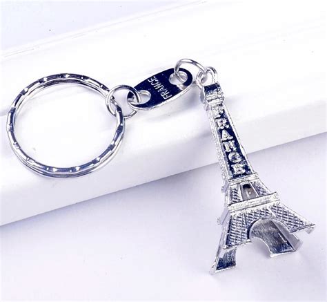 Vintage Eiffel Tower Keychain Stamped Paris France Tower Pendant Key