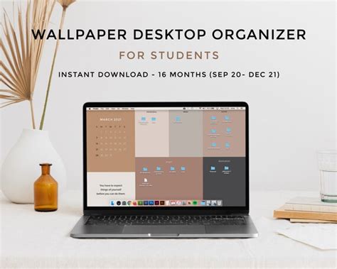 Desktop Wallpaper Organizer For Students Minimalist Wallpaper Etsy