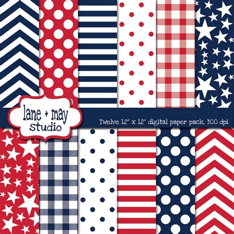4th Of July Digital Scrapbook Papers Instant By Laneandmay