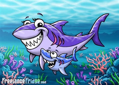 Shark Mom And Son Colored By Jameskoenig1 On Deviantart