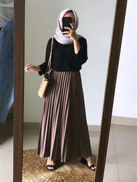 Ootd Hijab Rok Dan Kemeja 50 Style Ootd Hijab Rok Casual Simple