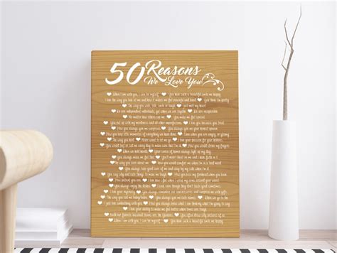 50th Birthday T Canvas 50 Reasons We Love You Canvas Etsy