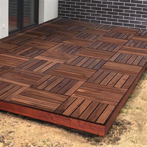 Interlocking Wooden Click Deck Decking Tiles Outdoor Balcony Wood Patio