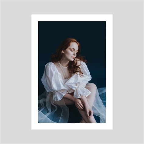 Photo Of A Girl In A White Dress On A Blue Background 2 An Art Print By Kseniya Lokotko Inprnt