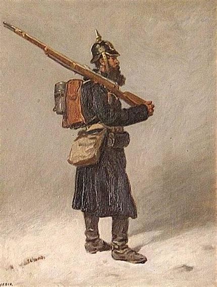 German School 19th Century A Prussian Foot Soldier In Profile 19th