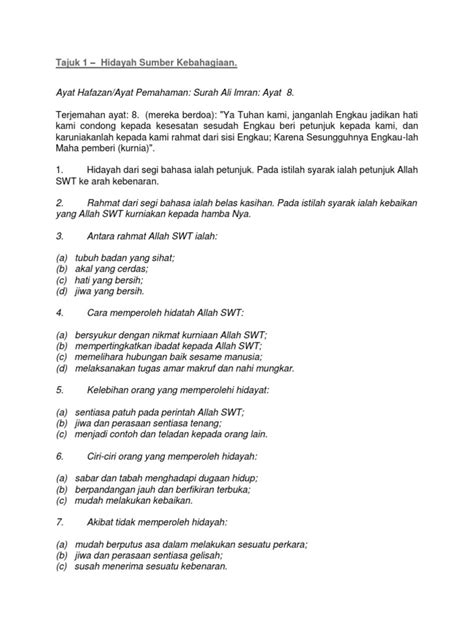 Memberi nasihat supaya bertaubat dan kembali kepada islam memberi perlindungan. Soalan Kbat Pendidikan Islam Tingkatan 2 Kssm