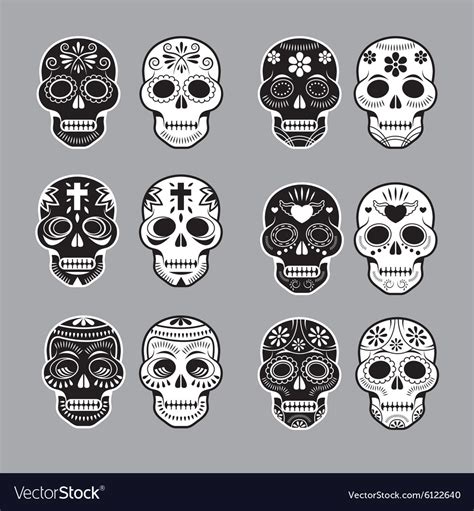 Day Dead Skulls Royalty Free Vector Image Vectorstock