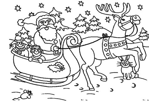 Santa claus coloring pages christmas sleigh reindeer Rudolph Coloring