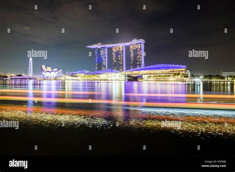Night View Of Marina Bay Singapore With The Marina Bay Sands