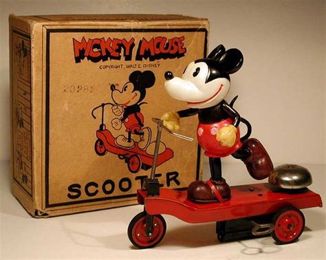 Mickey Mouse Scooter With Bell Vintage Toys Antique Toys Vintage Disney