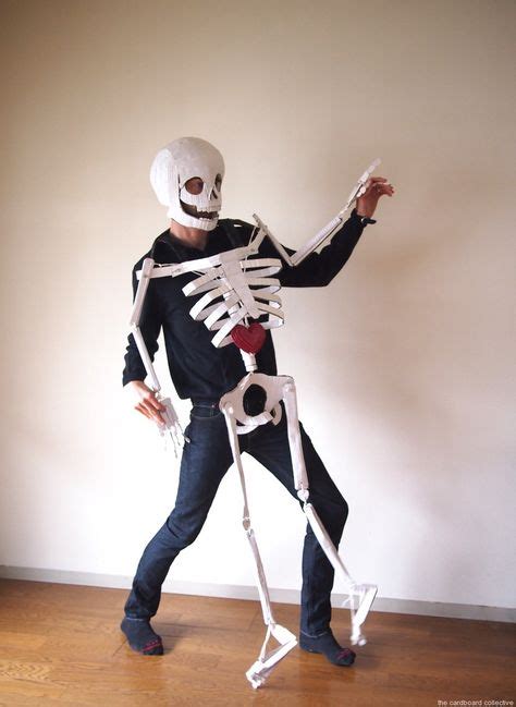 Diy Dancing Cardboard Skeleton Halloween Costume Cardboard Costume