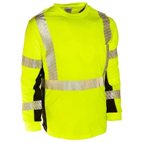 Class 3 High Visibility Long Sleeve Reflective Safety T Shirt For Men