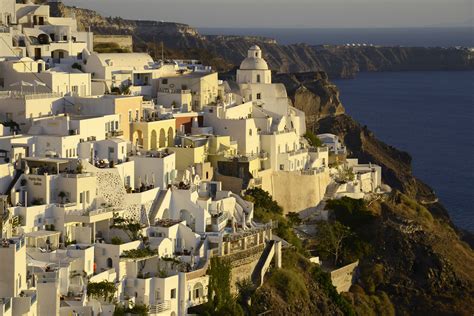 Typical View Santorinis Capital Fira Pictures Greece In Global