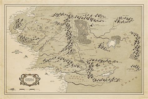 Middle Earth Map Print Lord Of The Rings Fan Art