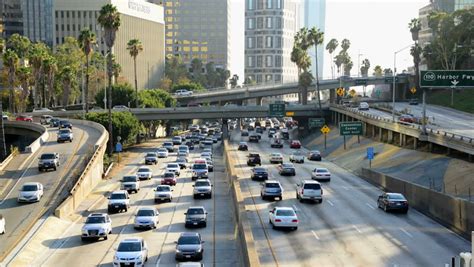Time Lapse Of Traffic On Busy Freeway In Los Angeles Stock Footage