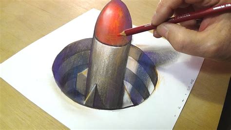 Drawing a pair of scissors. How to Draw 3D Rocket - Drawing missile in Hole - 3D Trick ...