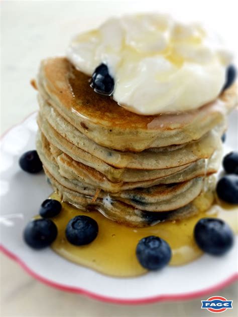 Ready Made Pancakes With Honey Blueberries And Total Yoghurt