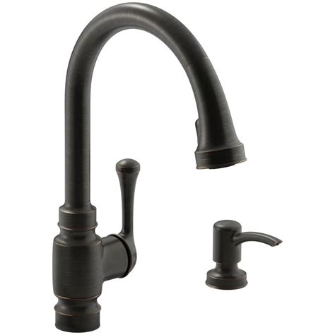 It is available in polished chrome, vibrant stainless, and oil rubbed bronze color. KOHLER Carmichael Single-Handle Pull-Down Sprayer Kitchen ...
