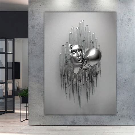 Kissing Canvas 3d Sculpture Effect Canvas Print Silver Etsy