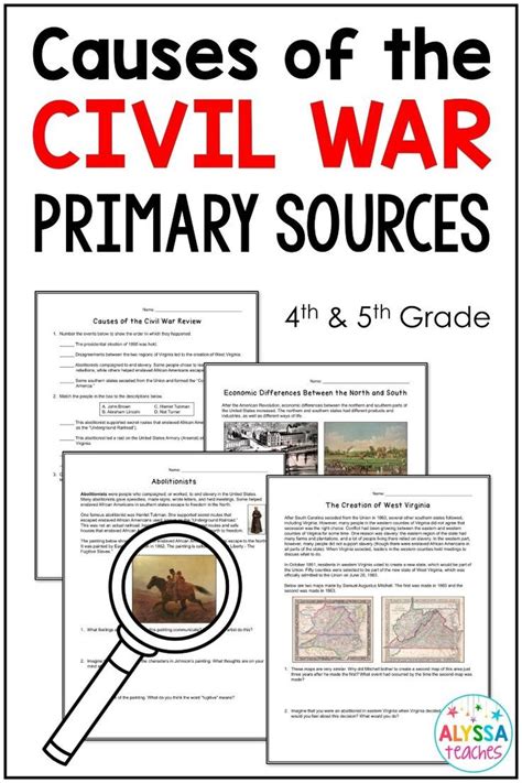 If You Teach 4th Or 5th Grade History This Set Of Causes Of The Civil