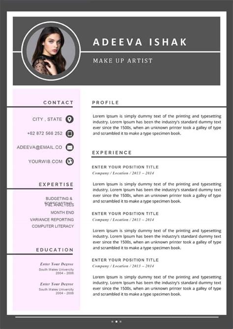 Artist Resume Template Editable Resume For Word Downloadable