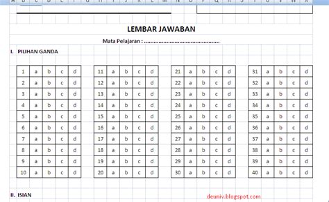 61 Terbaru Lembar Jawaban Pilihan Ganda Soal Ujian