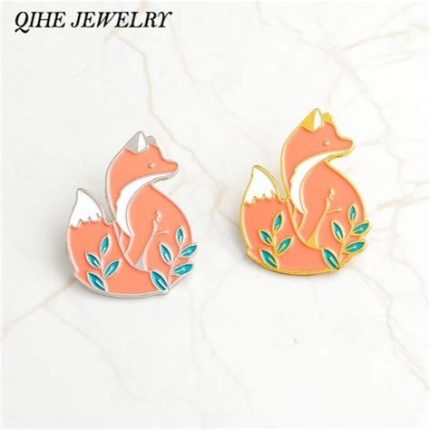 Qihe Jewelry Fox Pin Animal Pin Cute Animal Woodland Fox Badges