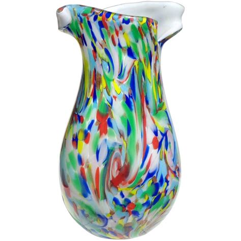 Fratelli Toso Murano Rainbow Color Swirl Italian Art Glass Vase Vintage