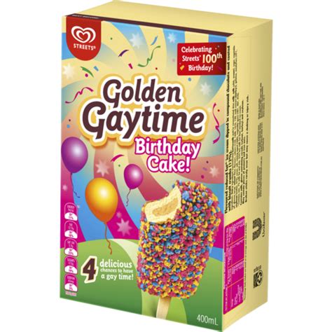 Streets Golden Gaytime Ice Cream Gaytime Birthday Cake 4pk 400ml Shop