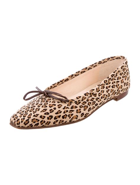 Manolo Blahnik Leopard Print Suede Flats Shoes